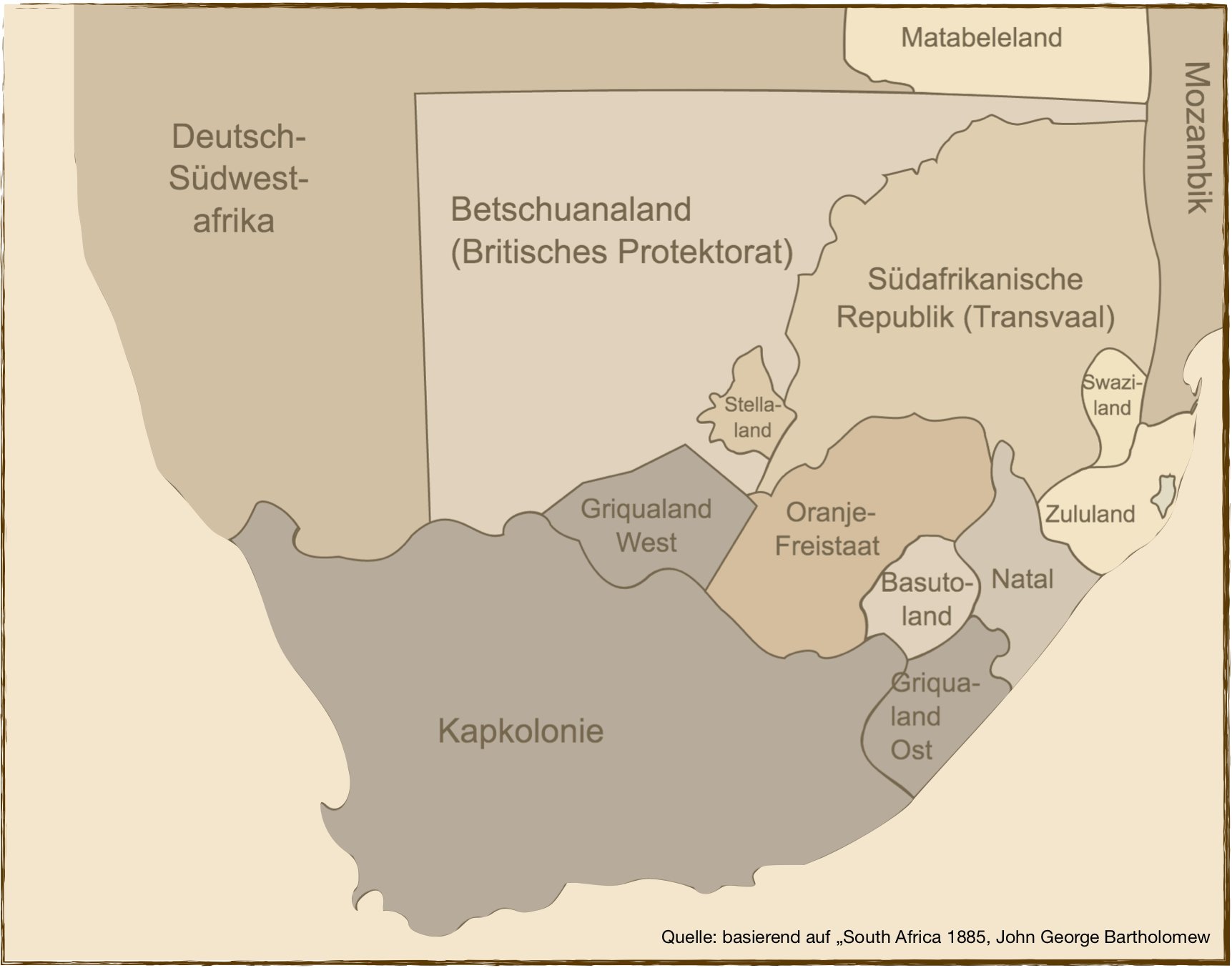 Suedafrika Karte Kolonialzeit