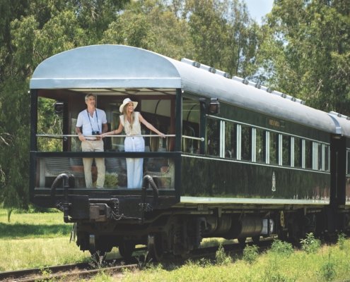 Rovos Rail couple on balcony