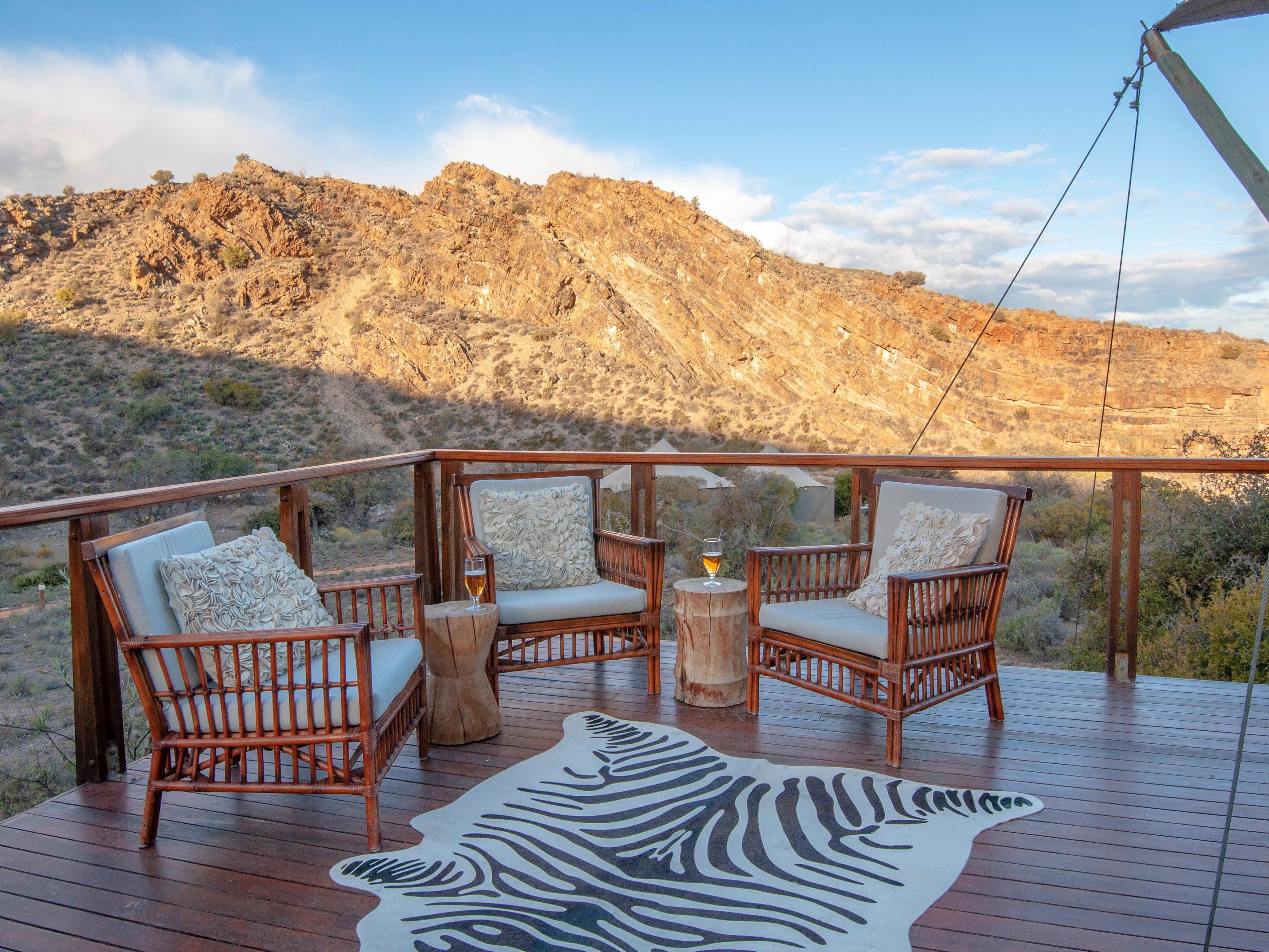 Suedafrika Sanbona Dwyka-Common-Deck-Area