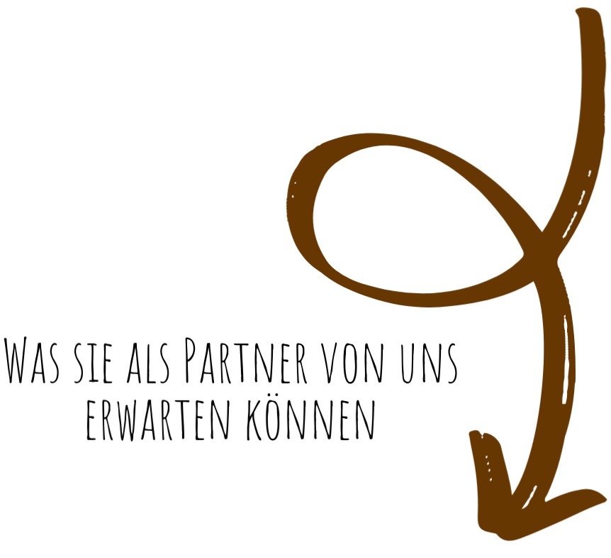 Pfeil mit Beschriftung Was Sie als Patner von uns erwarten können