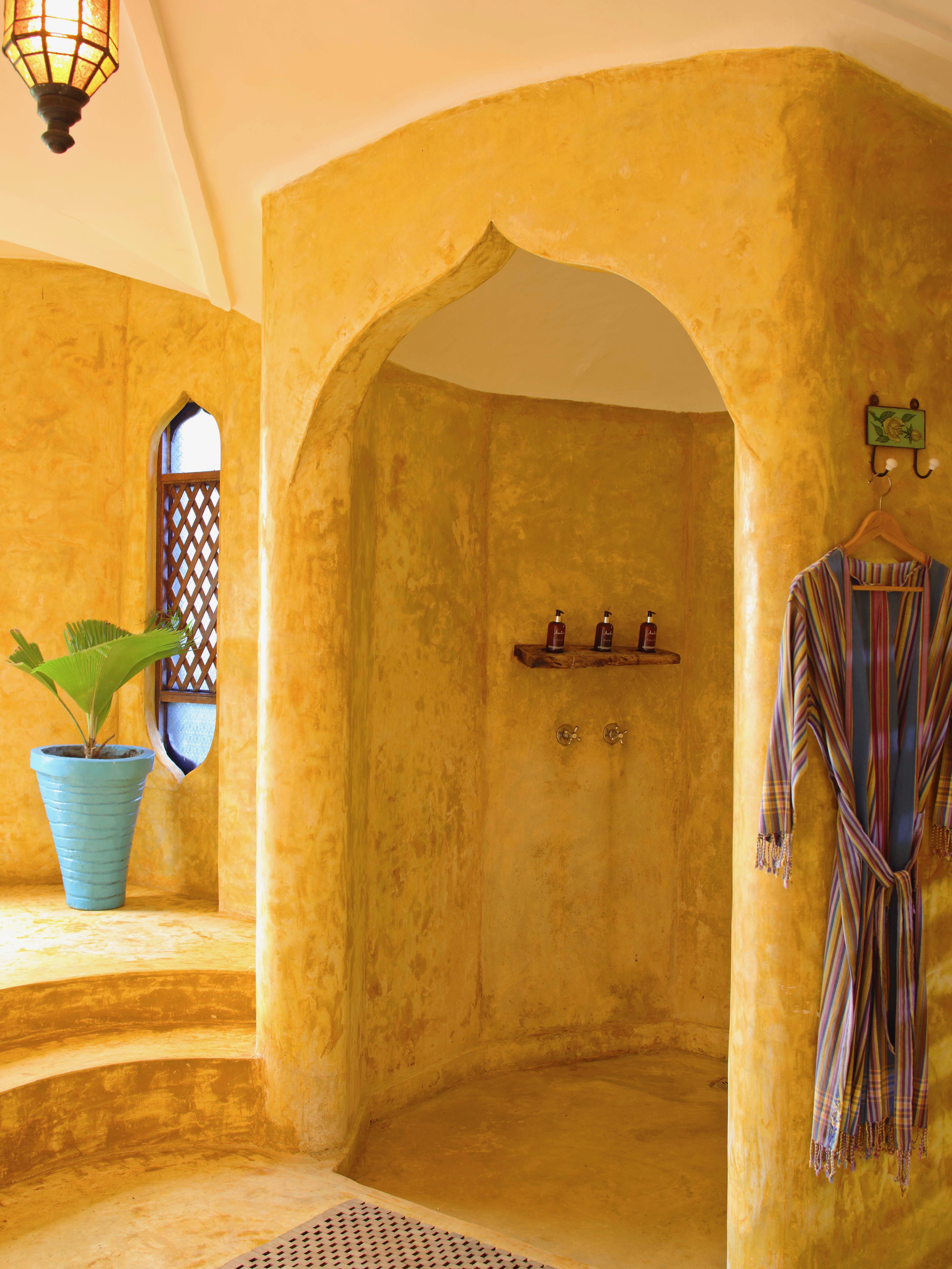 Dusche im Asilia Matemwe-Retreat auf Sansibar, Tansania