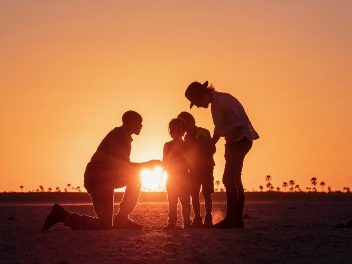 Family safari - Exploring at sunset